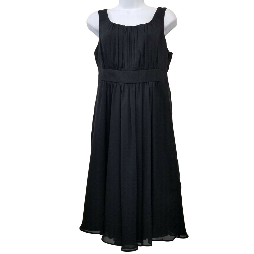 White House Black Market Dress 4 Black Sleeveless Smocked Gathered LBD A Line